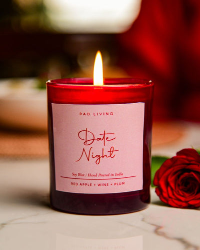 Date Nights | Red Apple, Wine & Plum Mix Scented Jar Candle | 7.62 x 7.62 cm / 3 x 3 inches