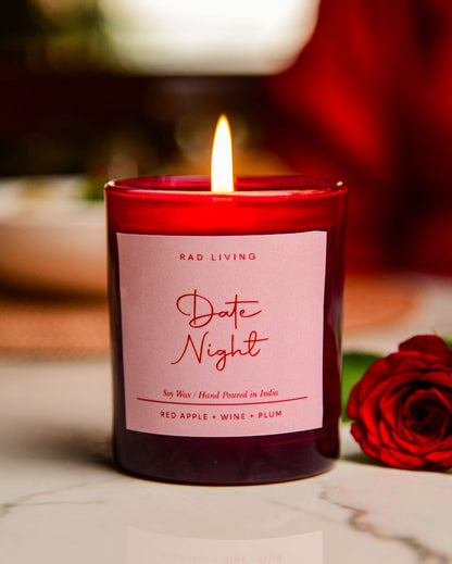 Date Nights | Red Apple, Wine & Plum Mix Scented Jar Candle | 7.62 x 7.62 cm / 3 x 3 inches