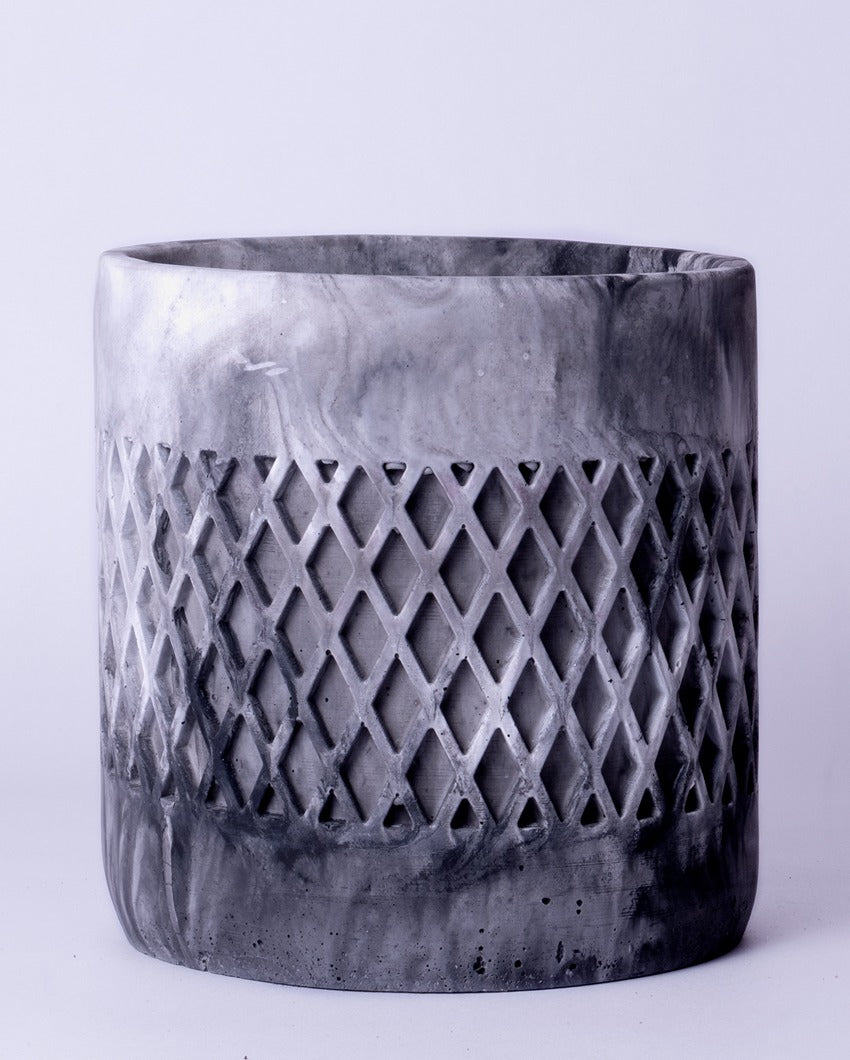 Bold Geometric Structure Dimen Concrete Planter | 6 x 6 x 5 inches