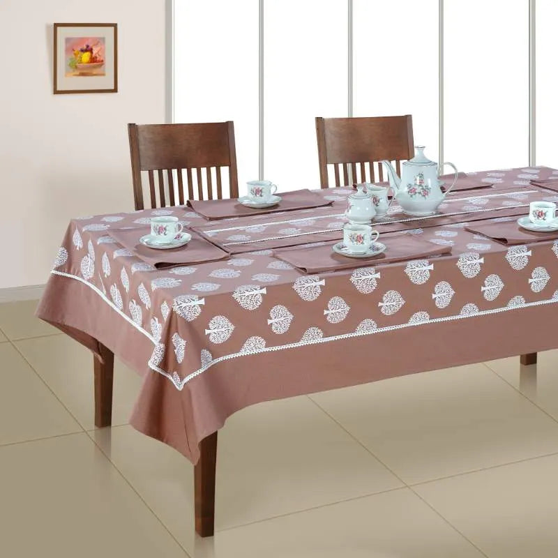 Combo Set Brown Dinning Table Runner with Napkins Default Title