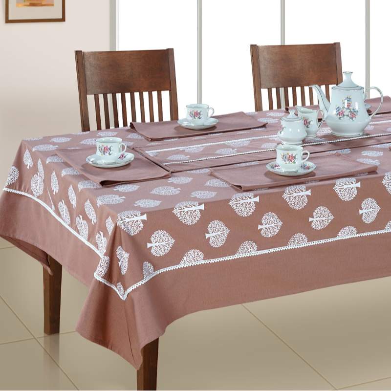 Combo Set Brown Dinning Table Runner with Napkins Default Title