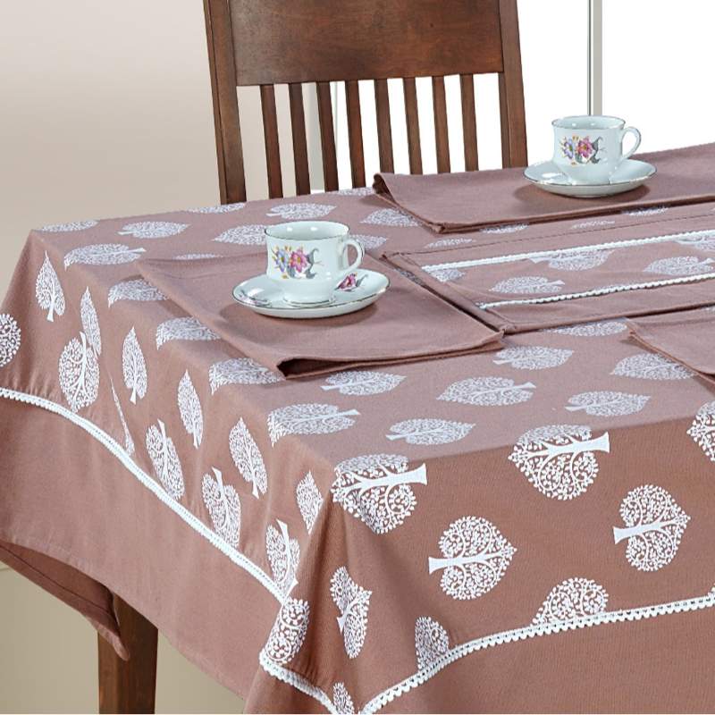 Combo Set Brown Dinning Table Runner with Napkins Default Title