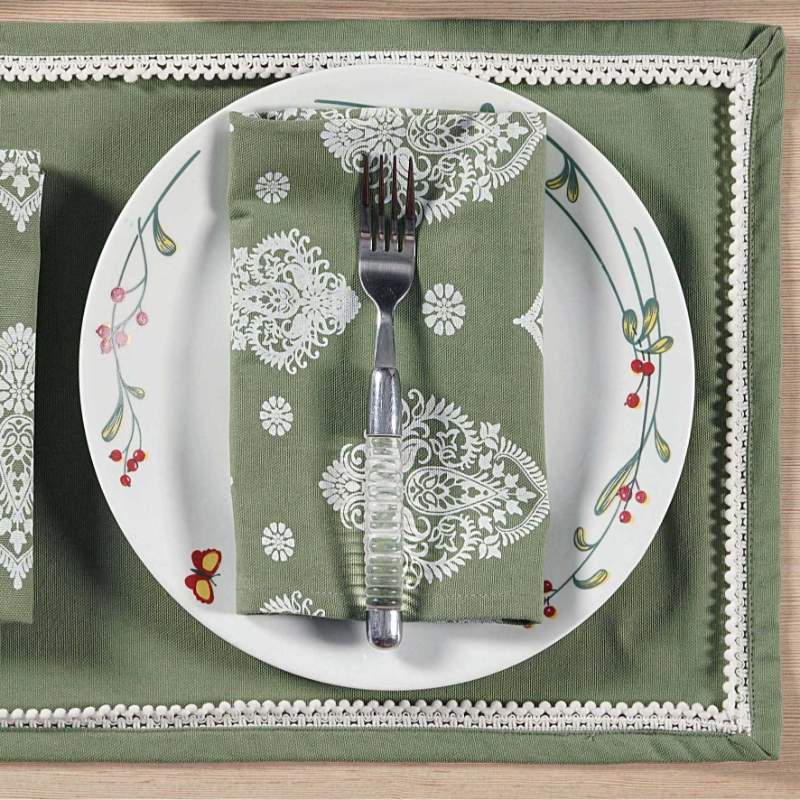 Combo Green Dinning Table Runner with Napkins Default Title