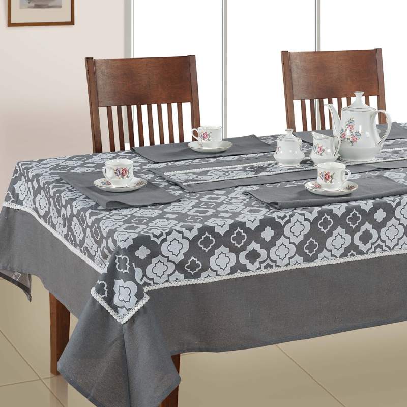 Combo Set of Grey Dinning Table Runner with Napkins Default Title