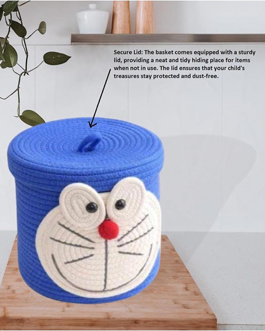 Doremon Cotton Lid Storage Basket | 10x10 inches