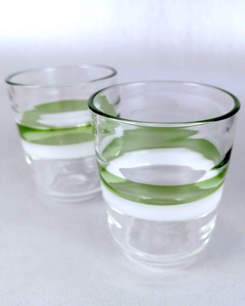 Simple Green Line Design Handmade Glasses | Set Of 2