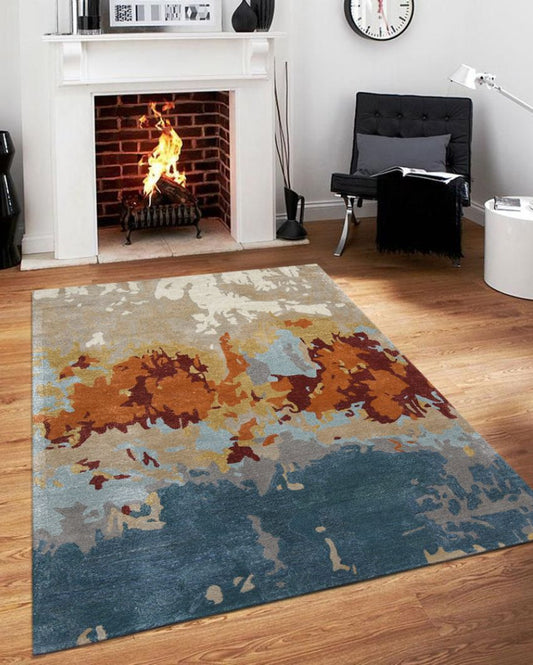 Orange Dream Scape Hand Tufted Wool & Viscose Carpet | 6x4, 8x5 ft 6 x 4 ft