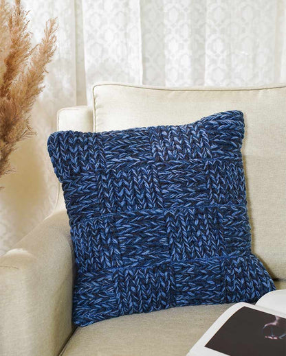 Aquatic Web Woolen Cushion Cover | 18 x 18 inches