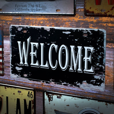 Welcome Number Plates Wall Sign | 6 x 1 x 12 inches