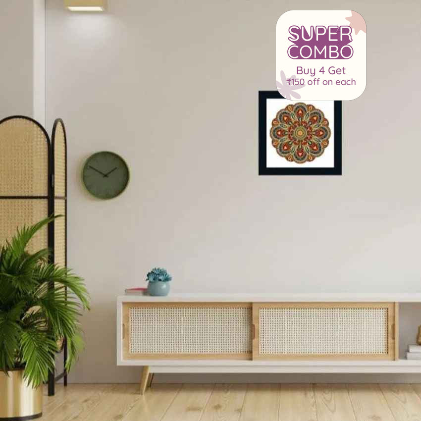 Multicolored Mandala Acrylic Art Prints Wall Art Frame | 12 x 12 inches