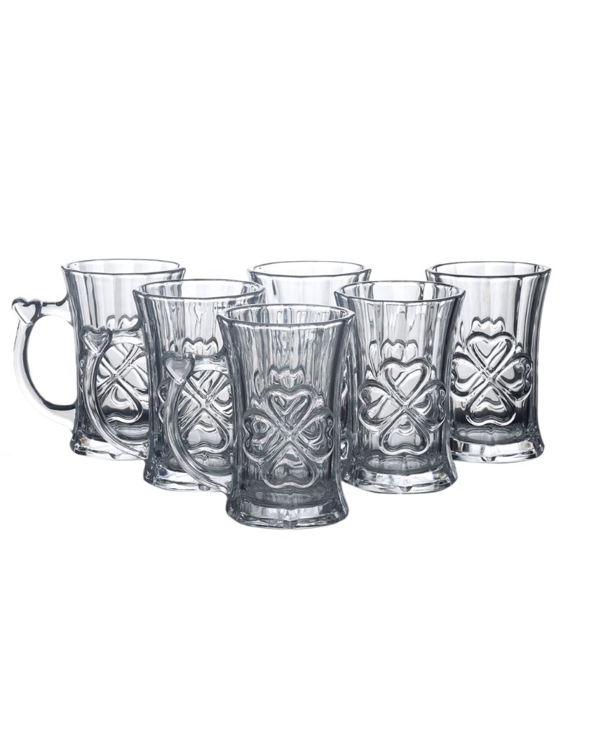 Solid Glass Transparent Mugs | Set of 6