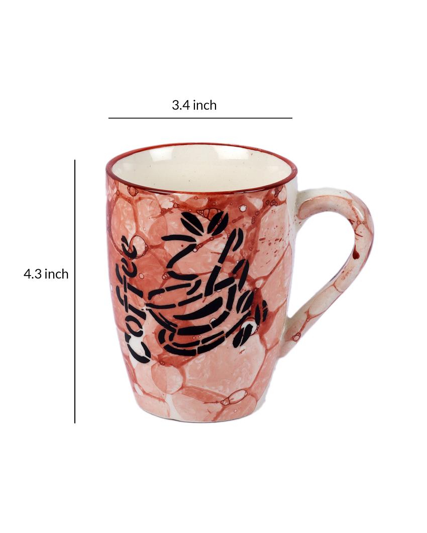 Red Coffee Printed Ceramic Tea Coffee Mugs | Set of of 6