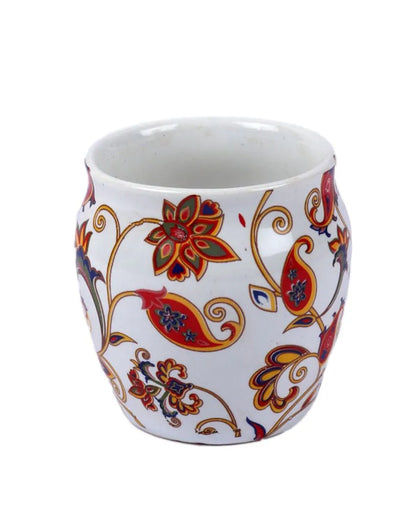 Floral Design Ceramic Kullads | Set Of 6 | 200Ml