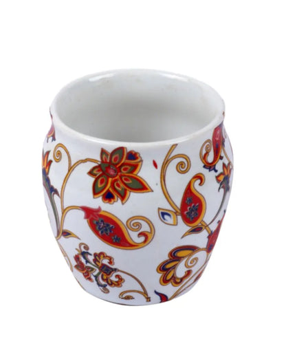 Floral Design Ceramic Kullads | Set Of 6 | 200Ml