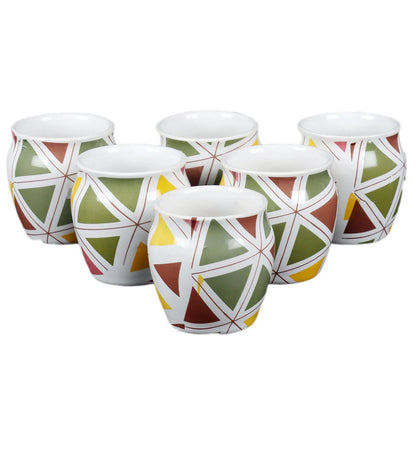 Trangle Design Ceramic Kullads | Set Of 6 | 200Ml