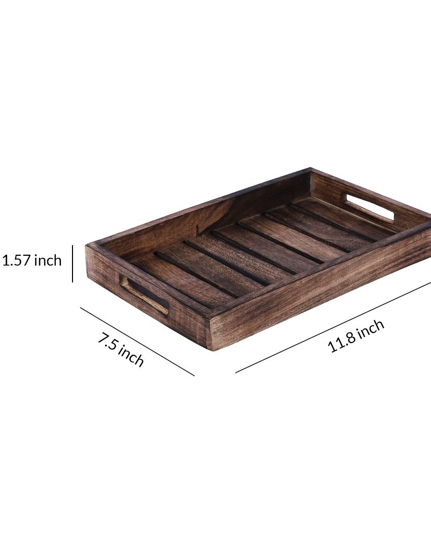 Beautiful Wooden Tray With 6 Ceramic Cups | 150Ml Brown