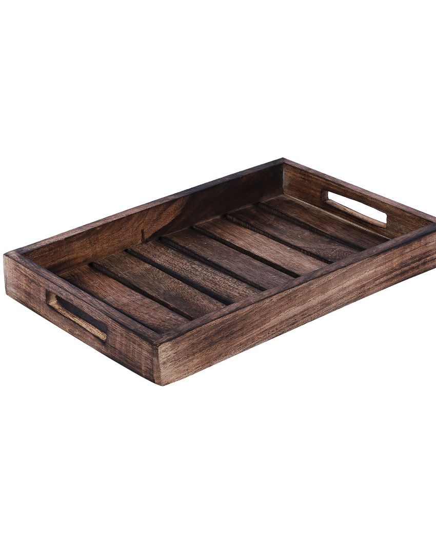 Beautiful Wooden Tray With 6 Ceramic Cups | 150Ml Brown