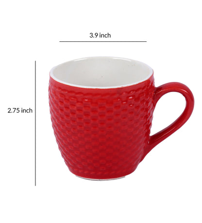 Unique Ceramic Tea& Coffee Cups | Set Of 6 | 150Ml Red