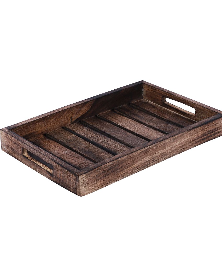Beautiful Wooden Tray With 6 Ceramic Cups | 150Ml Dark Red