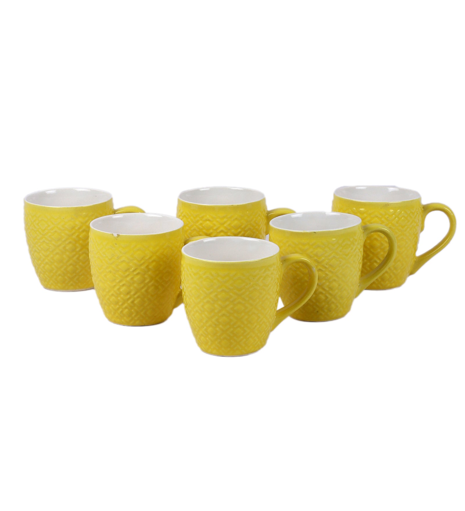 Radian Ceramic Tea & Coffee Cups | Set Of 6 |180Ml Yellow