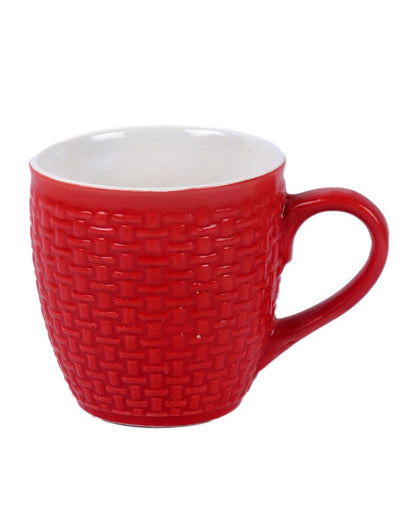 Red Color Ceramic Tea & Coffee Cups | Set Of 6 | 180Ml