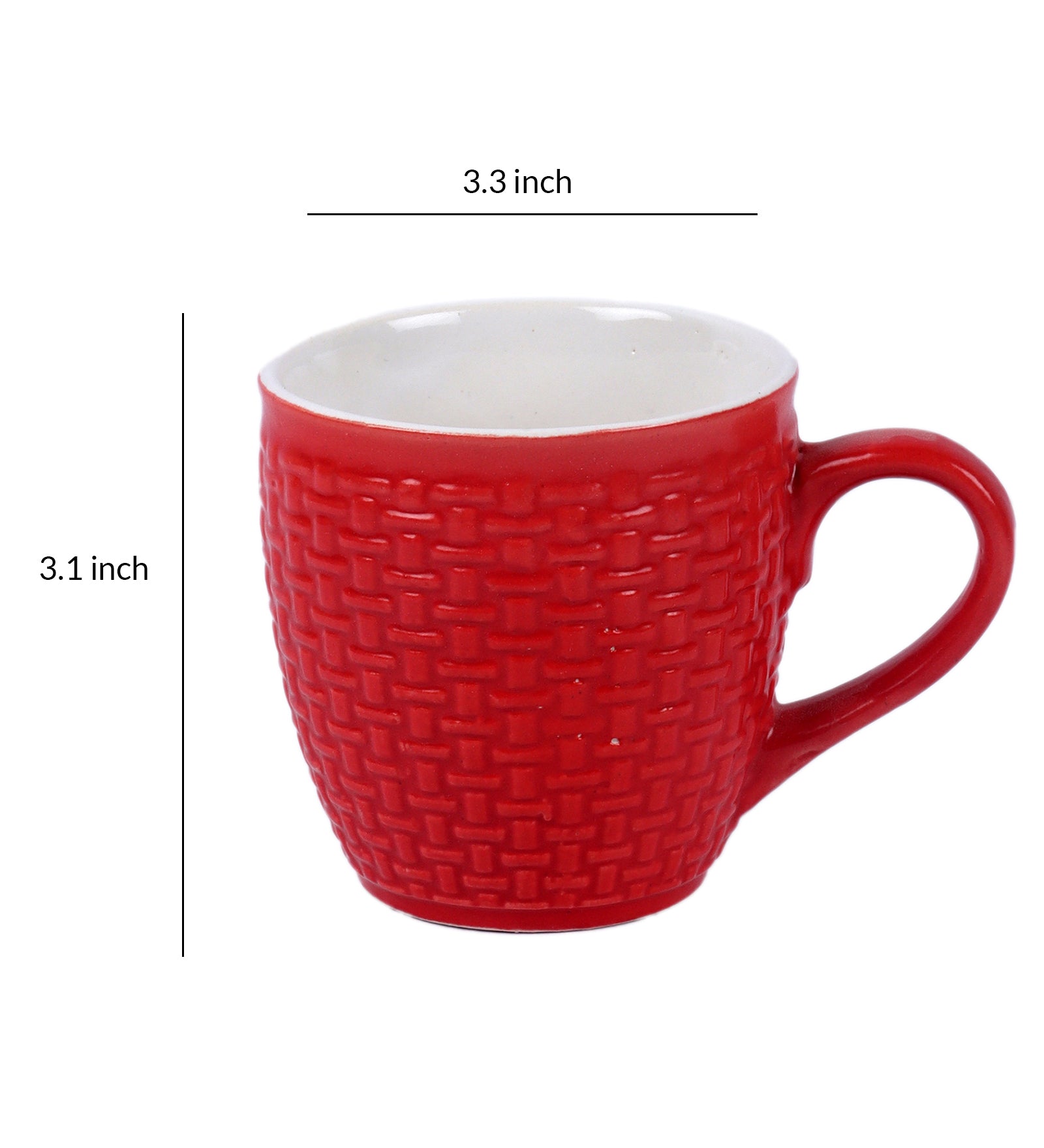 Wooden Tray With Red Color 6 Ceramic Cups | 180Ml
