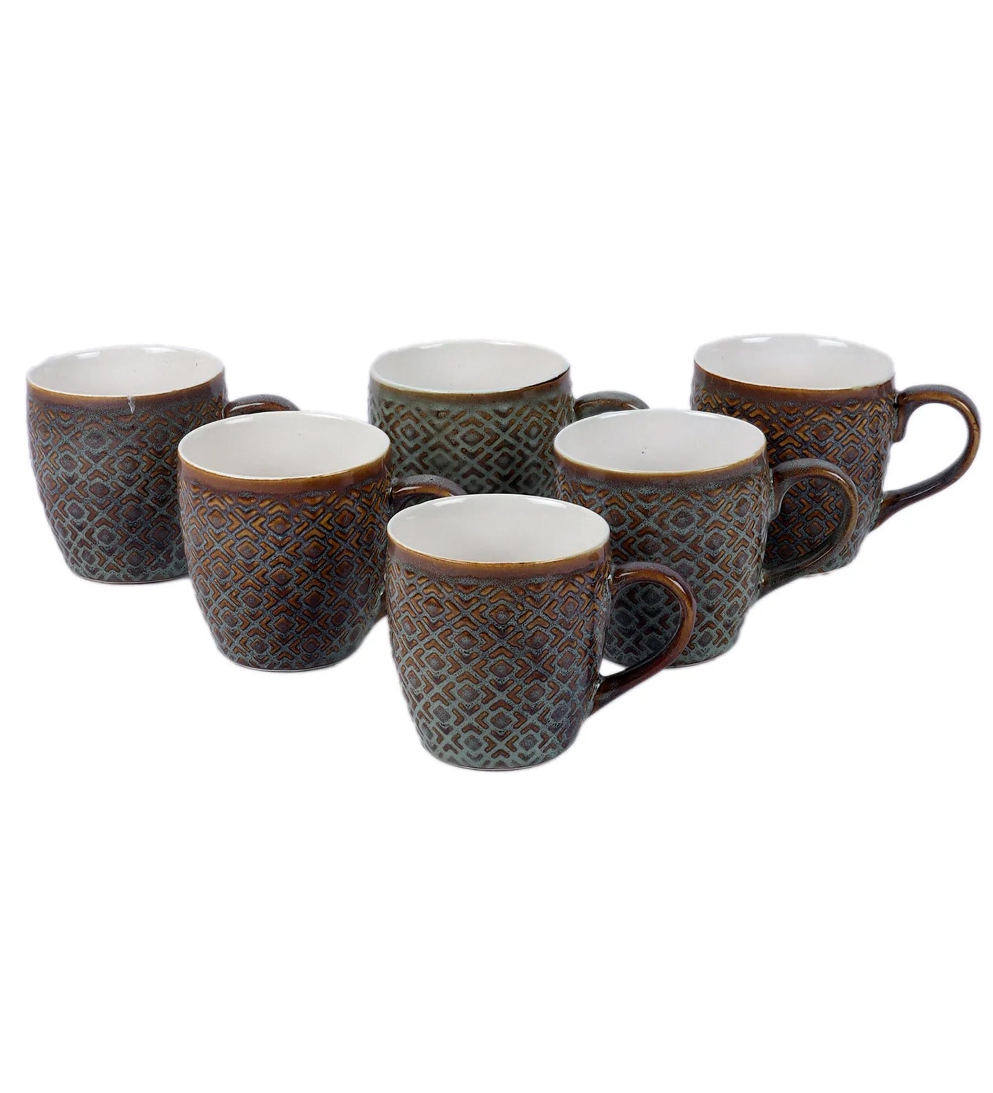 Radian Ceramic Tea & Coffee Cups | Set Of 6 |180Ml Grey