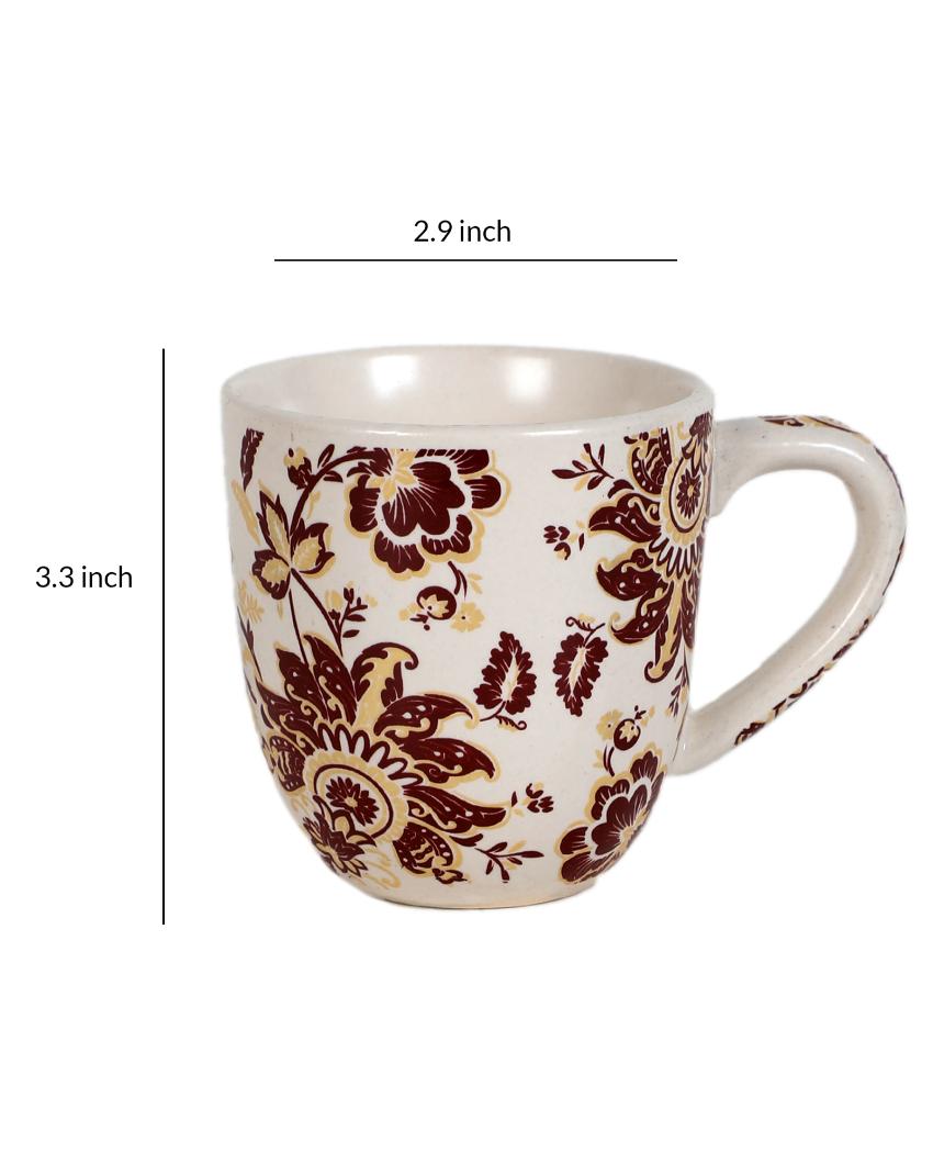 Rosa Print Ceramic Tea Coffee Mugs | Set of 6