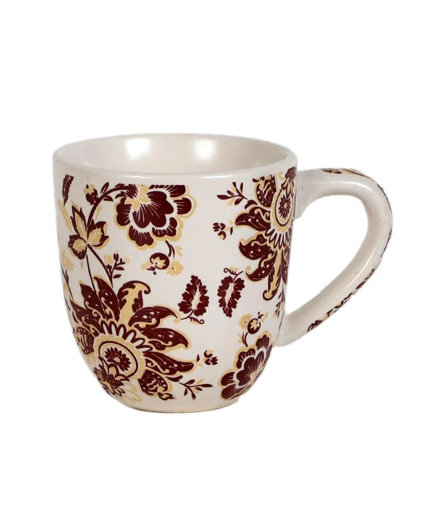 Rosa Print Ceramic Tea Coffee Mugs | Set of 6