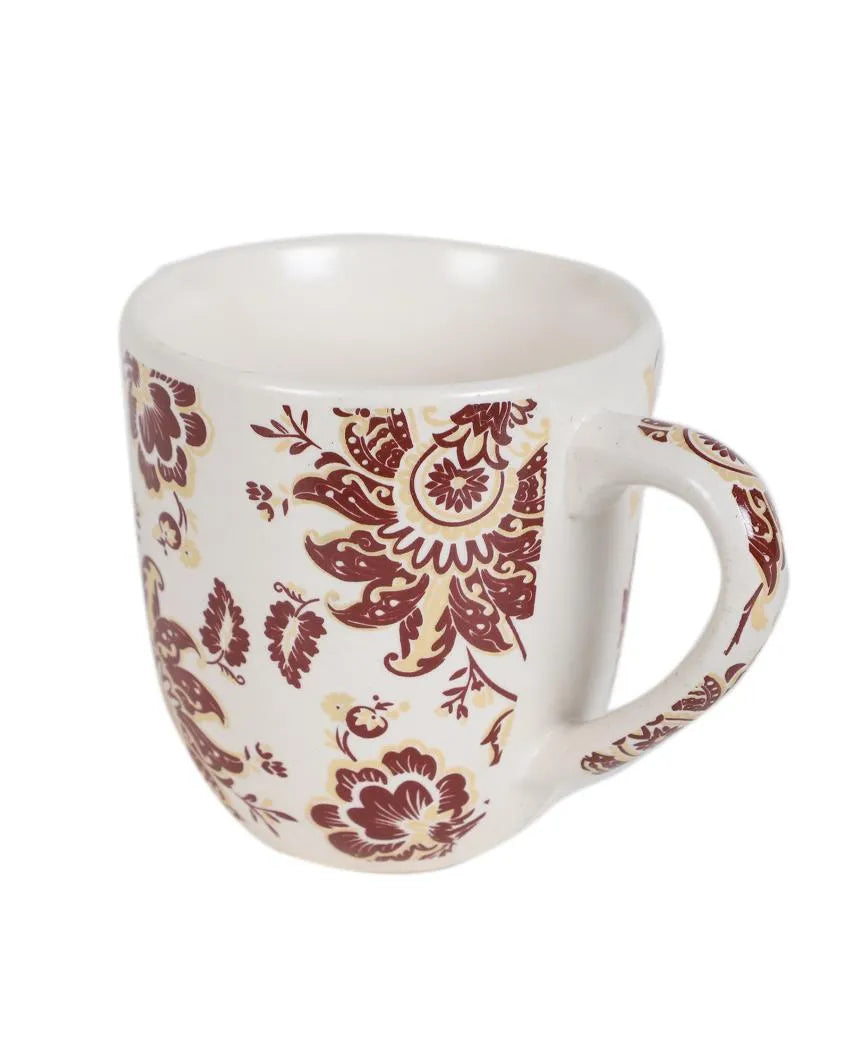 Rosa Print Ceramic Tea Coffee Mugs | Set of 6