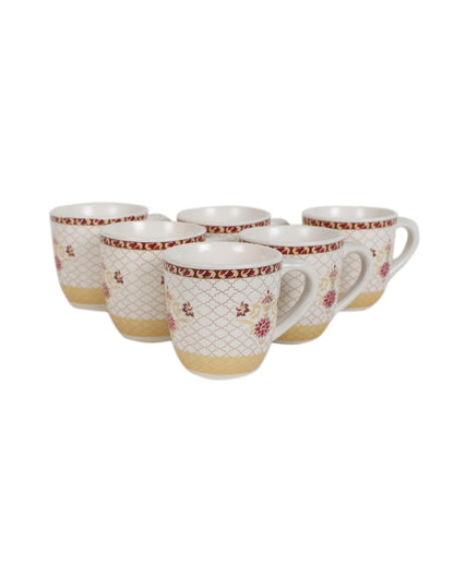 Lirio Print Ceramic Tea Coffee Mugs | Set of 6