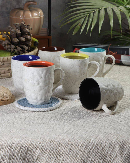 Stone Shaped Ceramic Tea Coffee Mugs | Set of 6