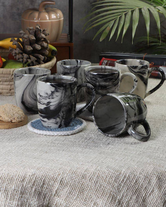 Italian Print Ceramic Tea Coffee Mugs | Set of 6