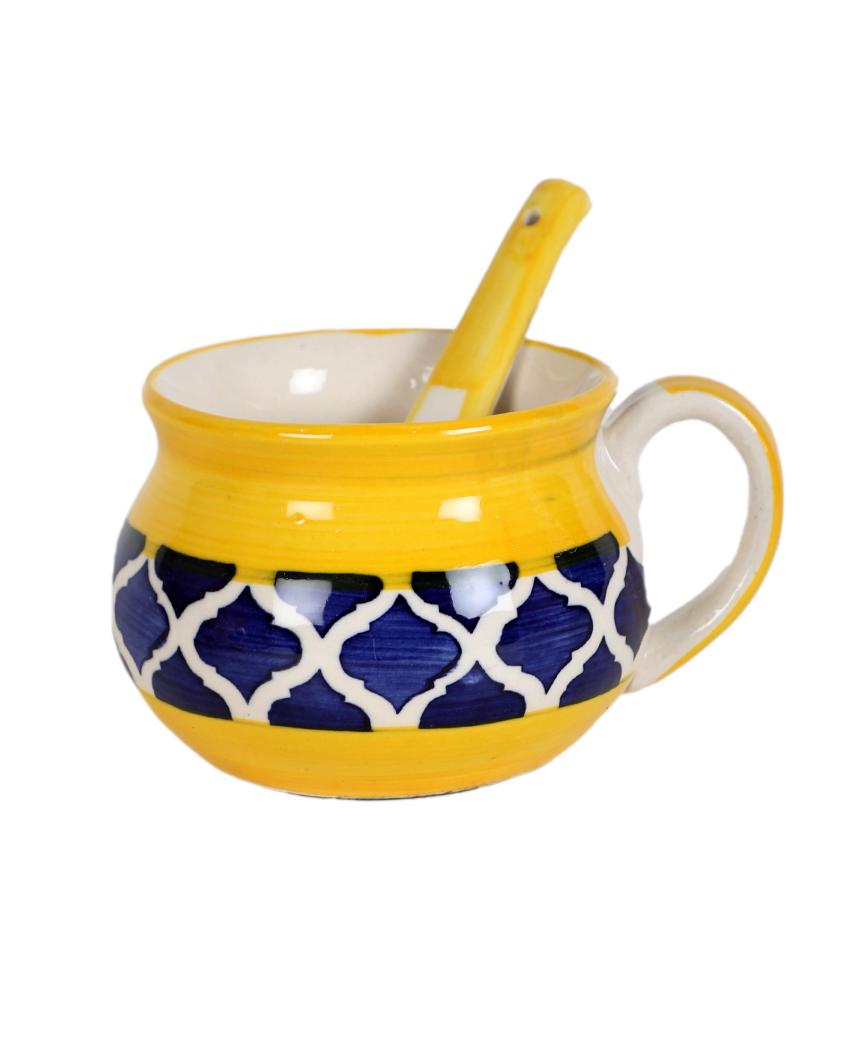 BlueTextured Ceramic Soup Mugs | Set of 2