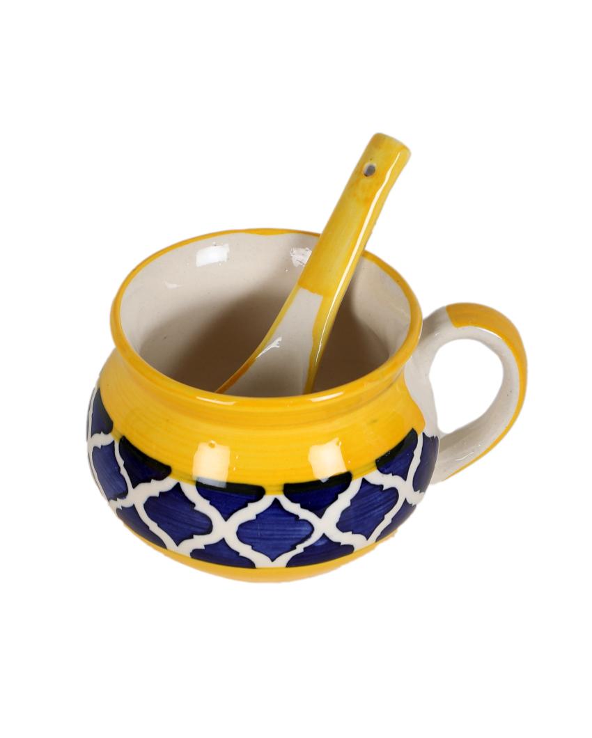 BlueTextured Ceramic Soup Mugs | Set of 2