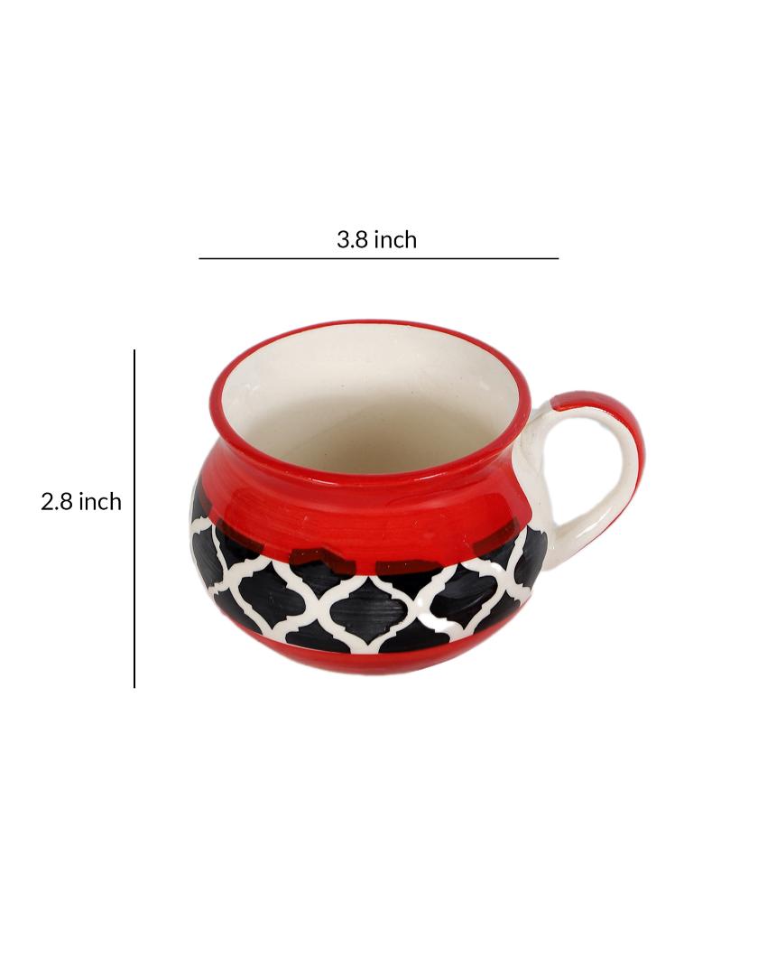 Red Textured Ceramic Soup Mugs | Set of 2