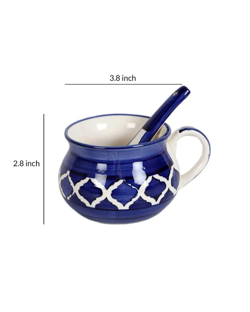 BlueTextured Ceramic Soup Mugs | Set of 2