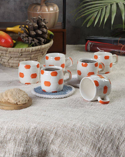 Football Shaped Ceramic Tea Cups | Set of 12
