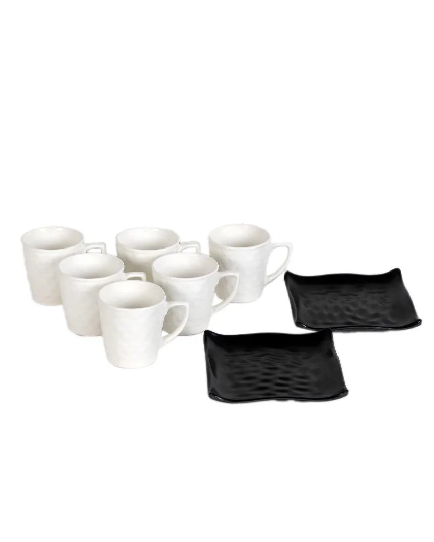 Ceramic 6 Coffee Mugs with 2 Platters Set