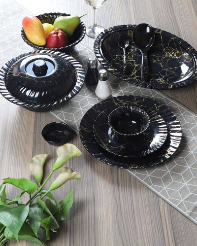 Melamine Black Gold Dinner Set | Pack of 46 Pcs