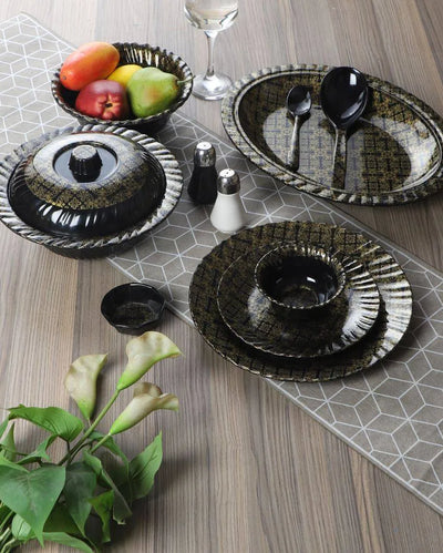 Abstract Black Gold Melamine Dinner Set | Pack of 46 Pcs