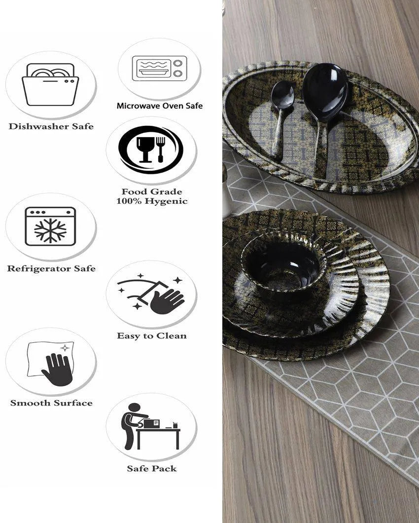 Abstract Black Gold Melamine Dinner Set | Pack of 46 Pcs