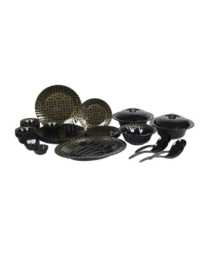 Abstract Black Gold Melamine Dinner Set | Pack of 46 Pcs