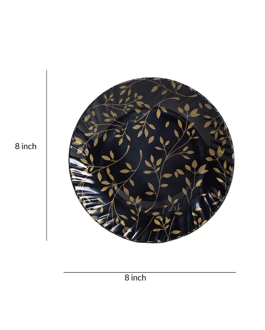 Leafy Print Black Gold Melamine Dinner Set | Pack of 46 PCs