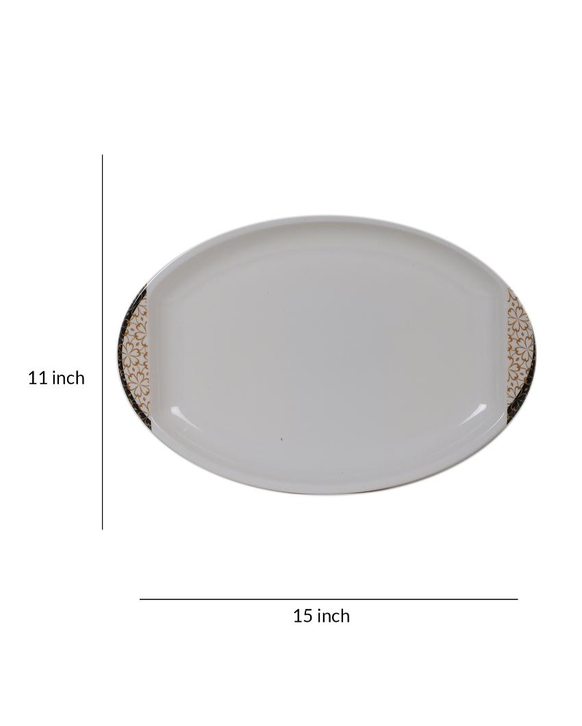 White Gold Abstact Printed Melamine Dinner Set | Pack of 41 Pcs