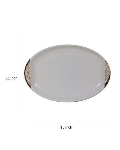 White Gold Abstact Printed Melamine Dinner Set | Pack of 41 Pcs