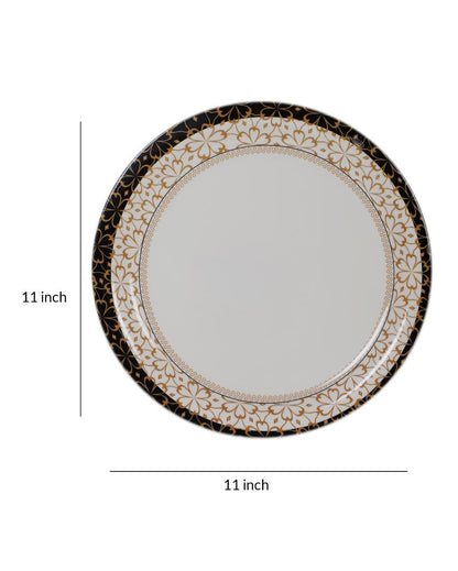 White Gold Abstact Printed Melamine Dinner Set | Pack of 41 Pcs