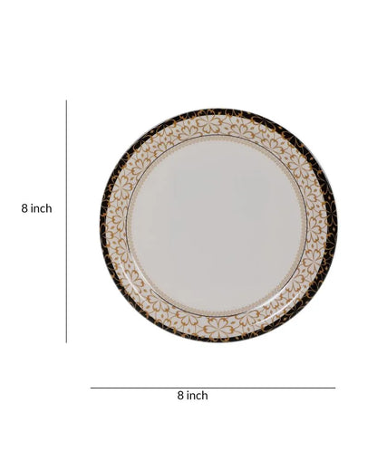 White Gold Abstact Printed Melamine Dinner Set | Pack of 41 Pcs