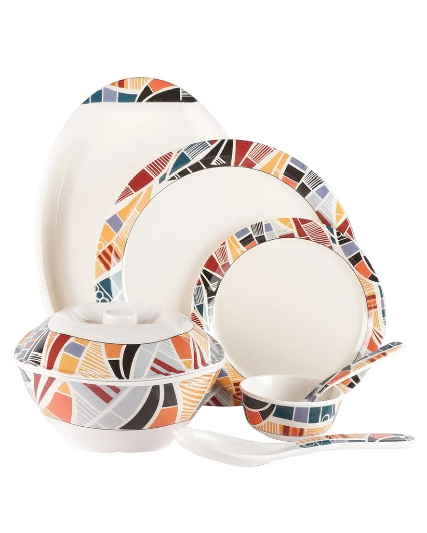 Abstract Round Melamine Dinner Set Of 40 Pcs - Dusaan