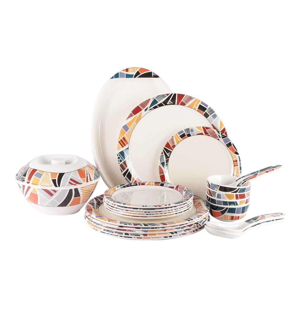 Abstract Round Melamine Dinner Set Of 40 Pcs - Dusaan